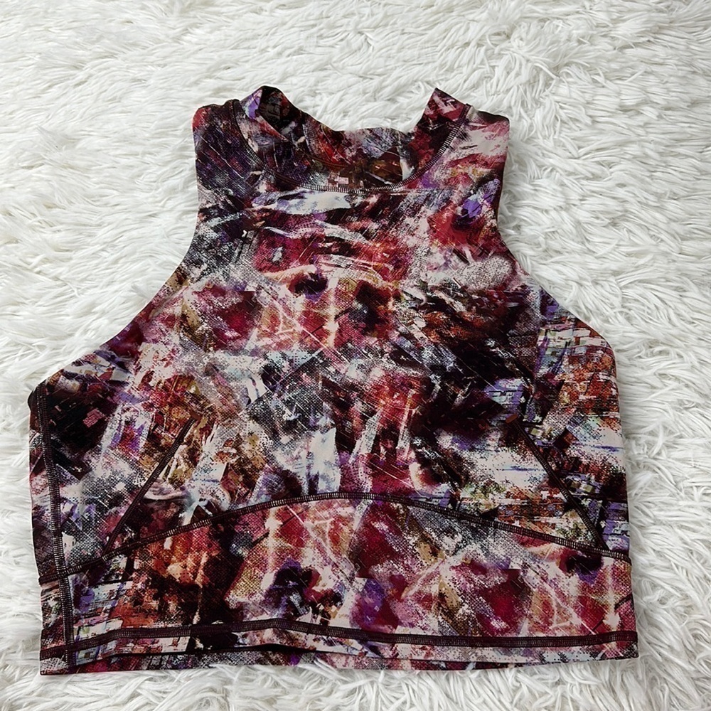 Lululemon Everlux and Mesh Cropped Tank Urbantricity Multi / Dark Terracotta